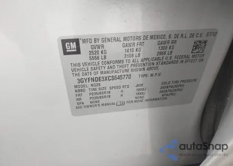 2012 Cadillac Srx Luxury Collection from USA, damaged, VIN 3GYFNDE3XCS645770